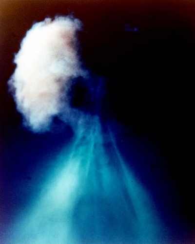 John, Plumbbob, 1957 :: John was detonated 19. July 1957 (GMT). Predicted yield was 1.7 kt. This was a combination proof test of the Genie nuclear air-to-air rocket, and an effects test of the Genie W-25 warhead
