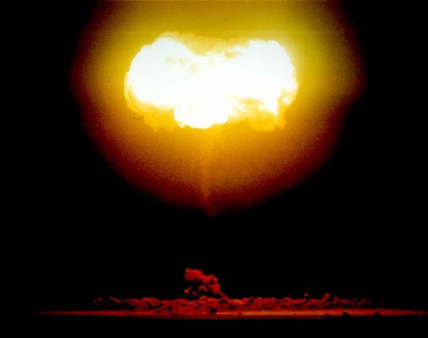 Doppler at NTS (Nevada Test Site), 1957 :: Area 7 :: With a predicted yield of 11 kt Doppler was a LASL gas boosted implosion device, possible XW-34 test, detonated at 1500 foot from a balloon