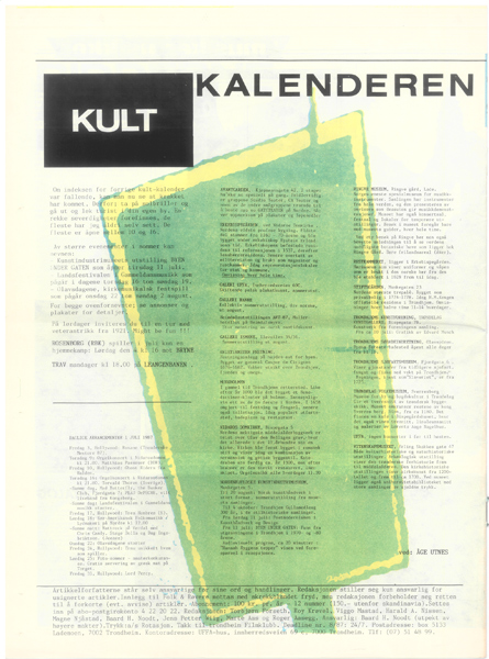 Kult-kalenderen (Klikk for st&oslash;rre utgave av kulturkalenderen for juli 1987!)