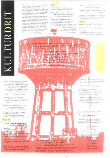 KulturDrit (Klikk for st&oslash;rre utgave av kulturkalenderen for mars 1988!)